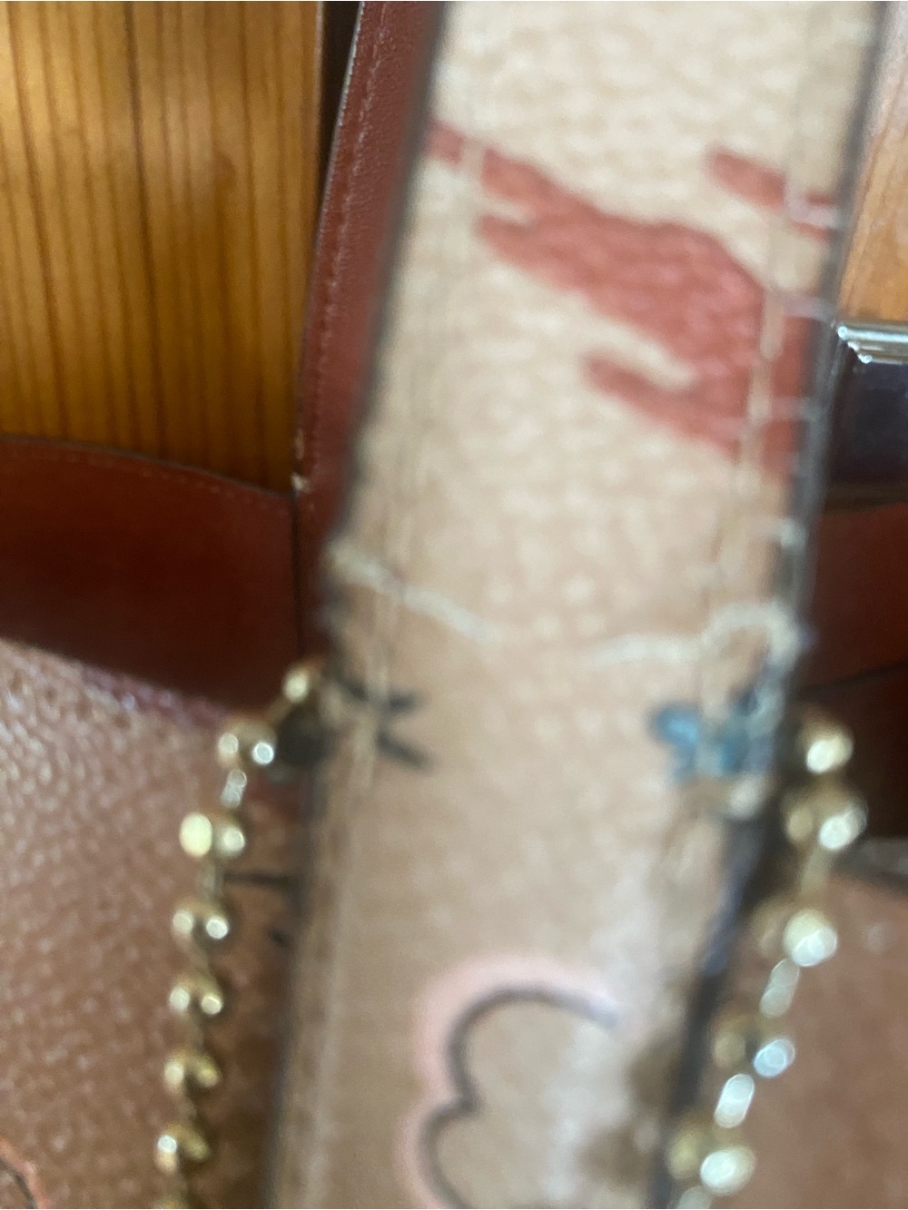 Coach Pink Tan Tropical Print Leather Tote - Picture 9 of 16